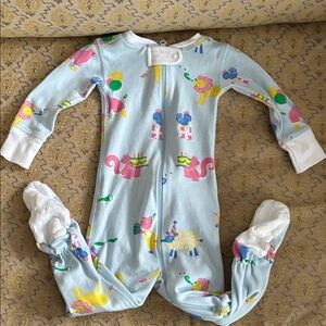 The Beaufort Bonnet Company Blue Animal Print Footie